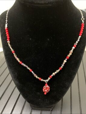 Handcrafted Red crystal Pendant Necklace